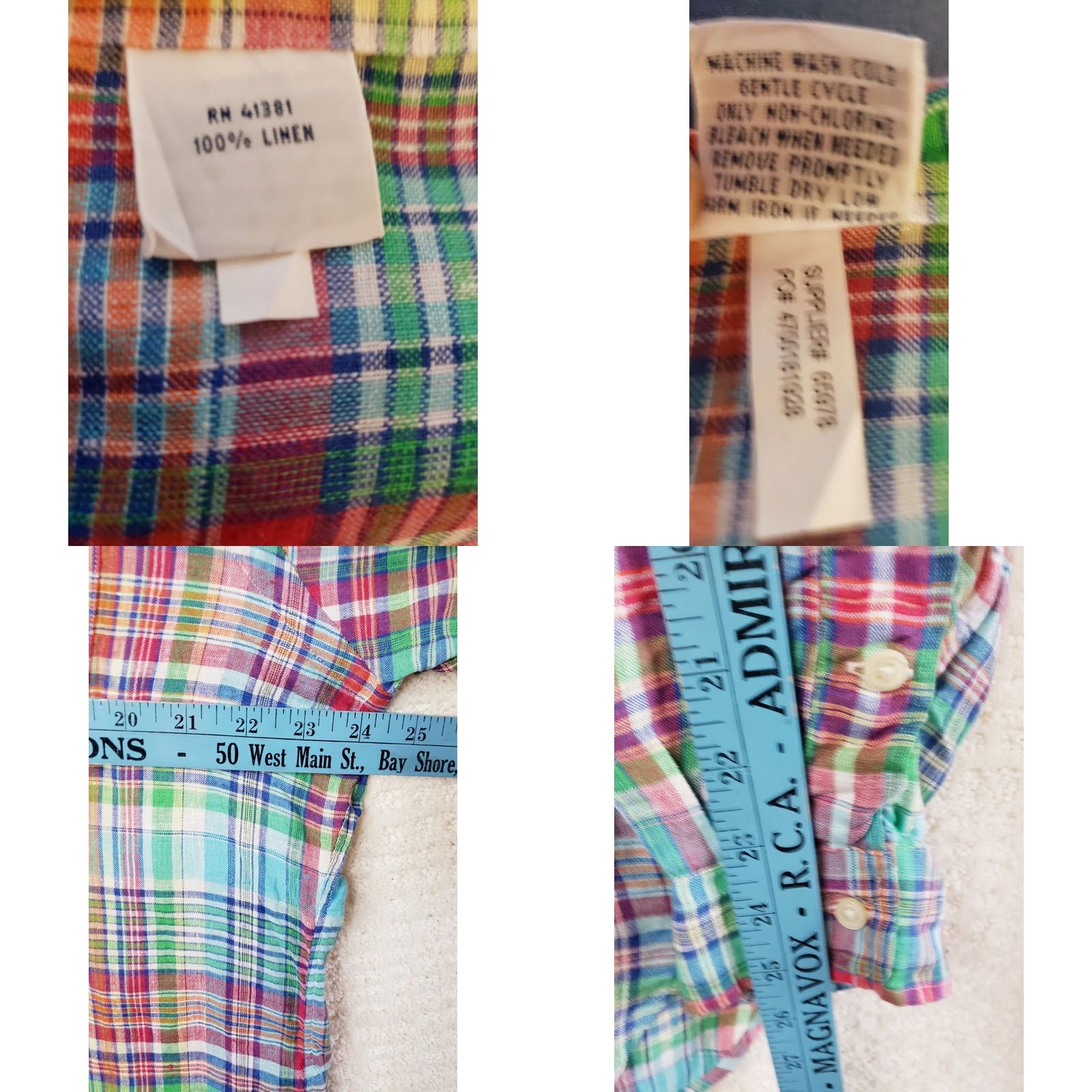Polo Ralph Lauren Ralph Lauren Linen Shirt Men's L Multicolor Plaid Button-Up Long Sleeve Shirt Size US L / EU 52-54 / 3 - 8 Thumbnail