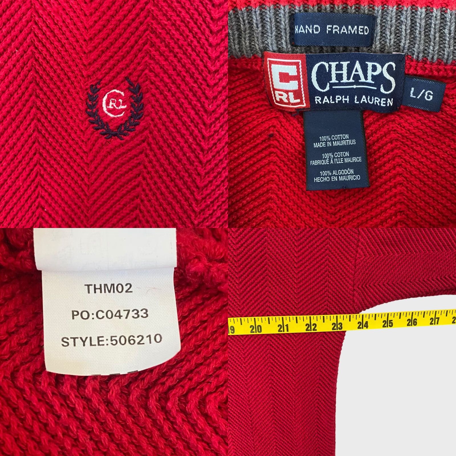 Ralph Lauren VINTAGE Ralph Lauren Chaps Crewneck Sweater Red Men L Knitwear Pullover 90s Classic Preppy Embroidered Logo Size US L / EU 52-54 / 3 - 8 Thumbnail