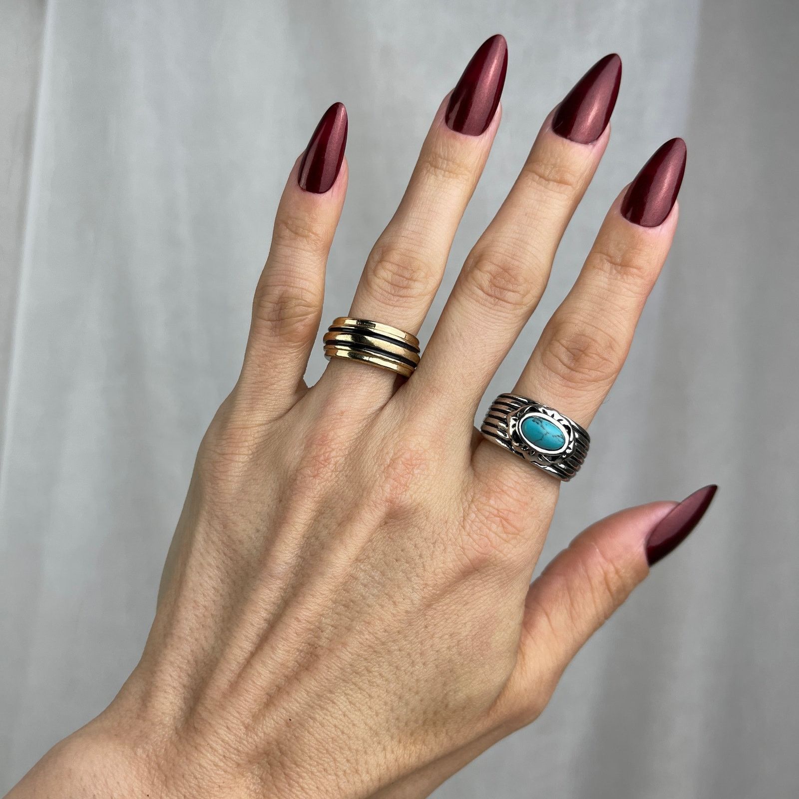 Other Rings Silver Leaves Gold Black Turquoise Howlite 5.5, 6, 6.5 Size ONE SIZE - 17 Thumbnail