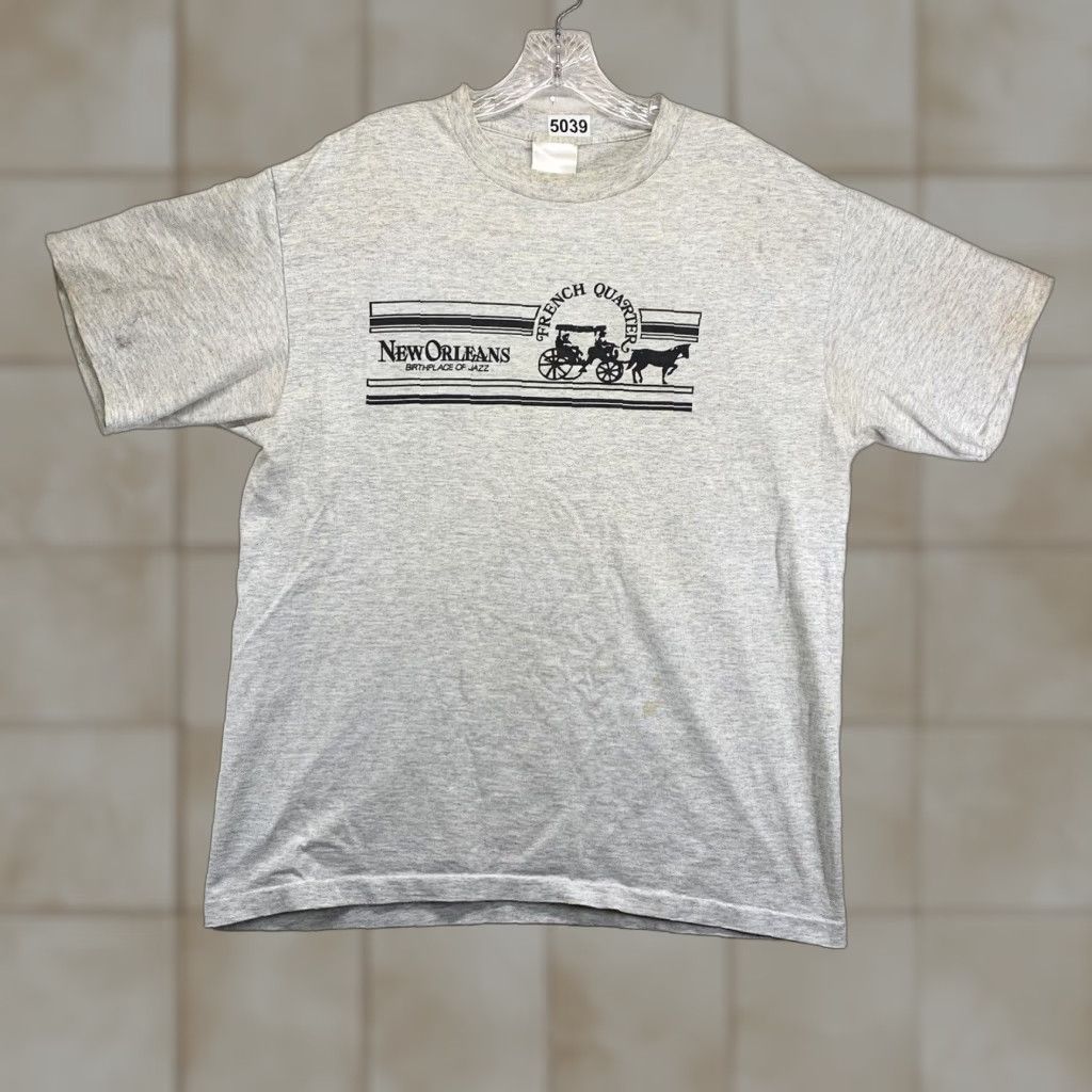 Vintage Vintage 90s Cotton T-Shirt Men’s Large Gray New Orleans Jazz French Quarter NOLA Single Stitch Hipster Size US L / EU 52-54 / 3 - 1 Thumbnail