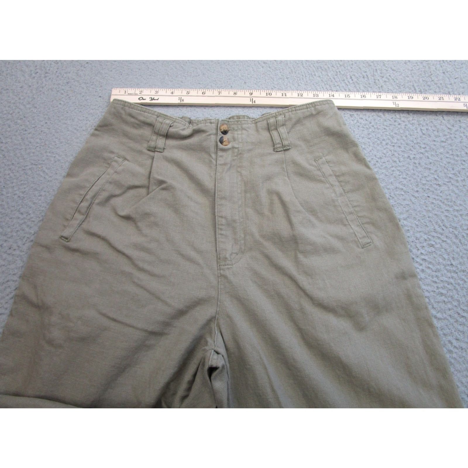 Gloria Vanderbilt Gloria Vanderbilt Pants 12 Womens Khaki Linen Blend Elastic Waist Tapered Leg Size 34" / US 12 / IT 48 - 4 Thumbnail