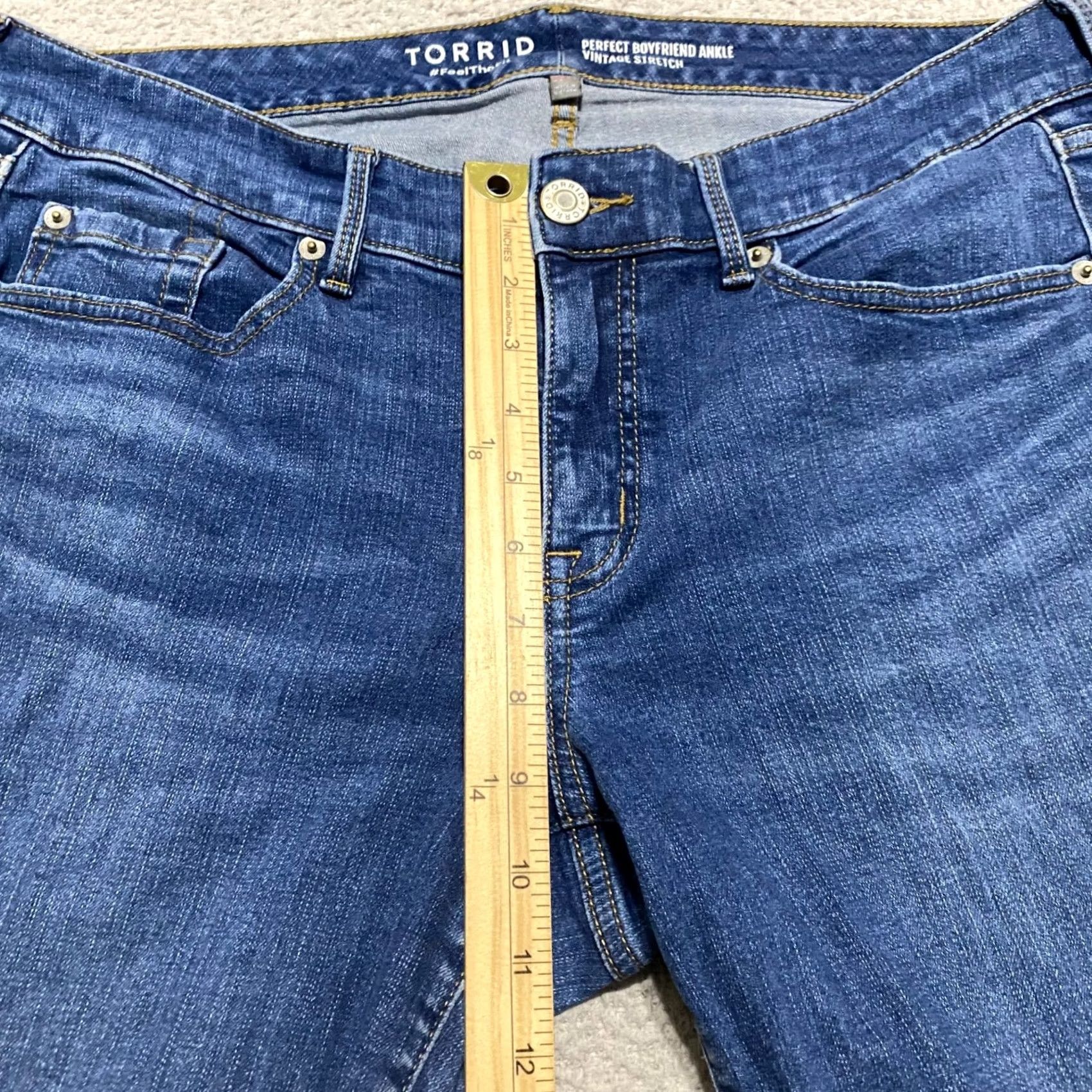 Torrid Torrid Jeans 12 Tall Blue Denim Medium Wash Boyfriend Ankle Stretch Shirt Womens Pants Casual Regular Slim Fit Size 34" / US 12 / IT 48 - 7 Thumbnail
