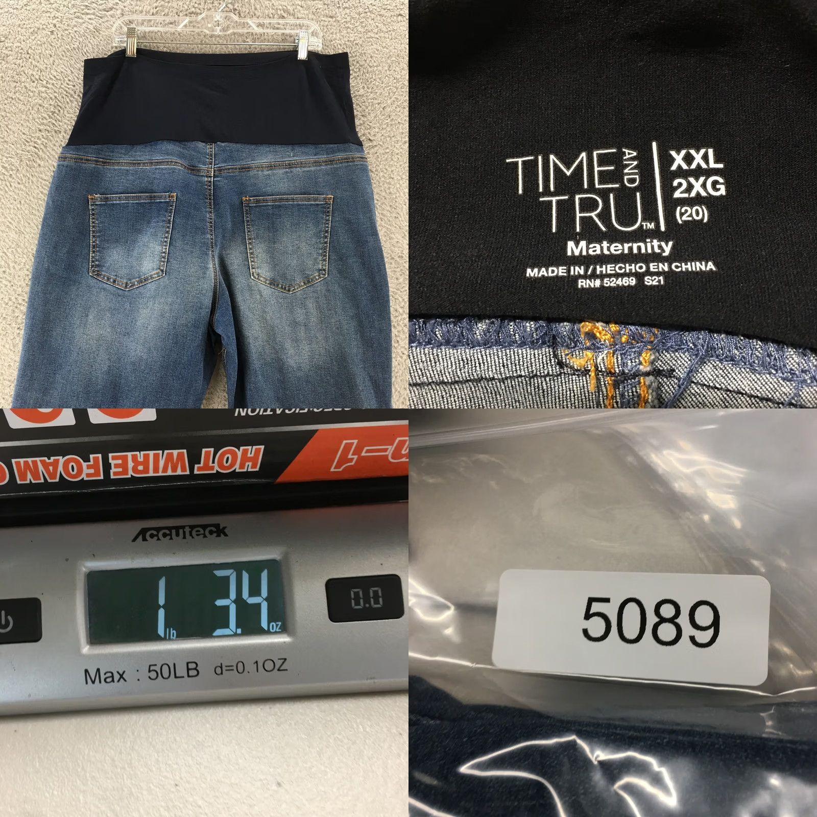 Vintage Time And Tru Maternity Jeans Womens XXL Blue Medium Wash Denim Ankle 5 Pockets Size 40" / US 18 - 9 Thumbnail