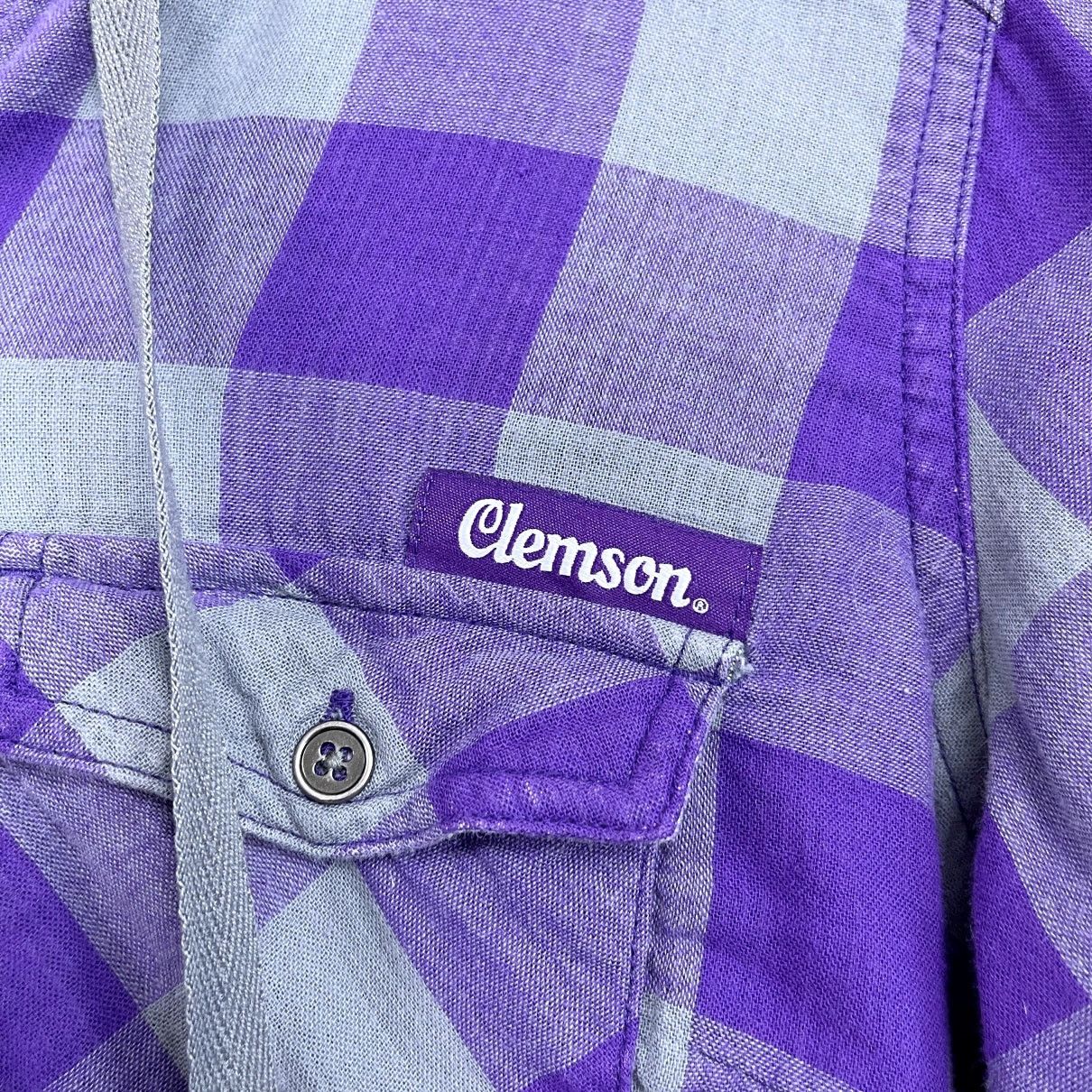 Columbia Clemson Tigers Columbia Hood Shirt Purple Plaid Womens XS Size XS / US 0-2 / IT 36-38 - 3 Thumbnail