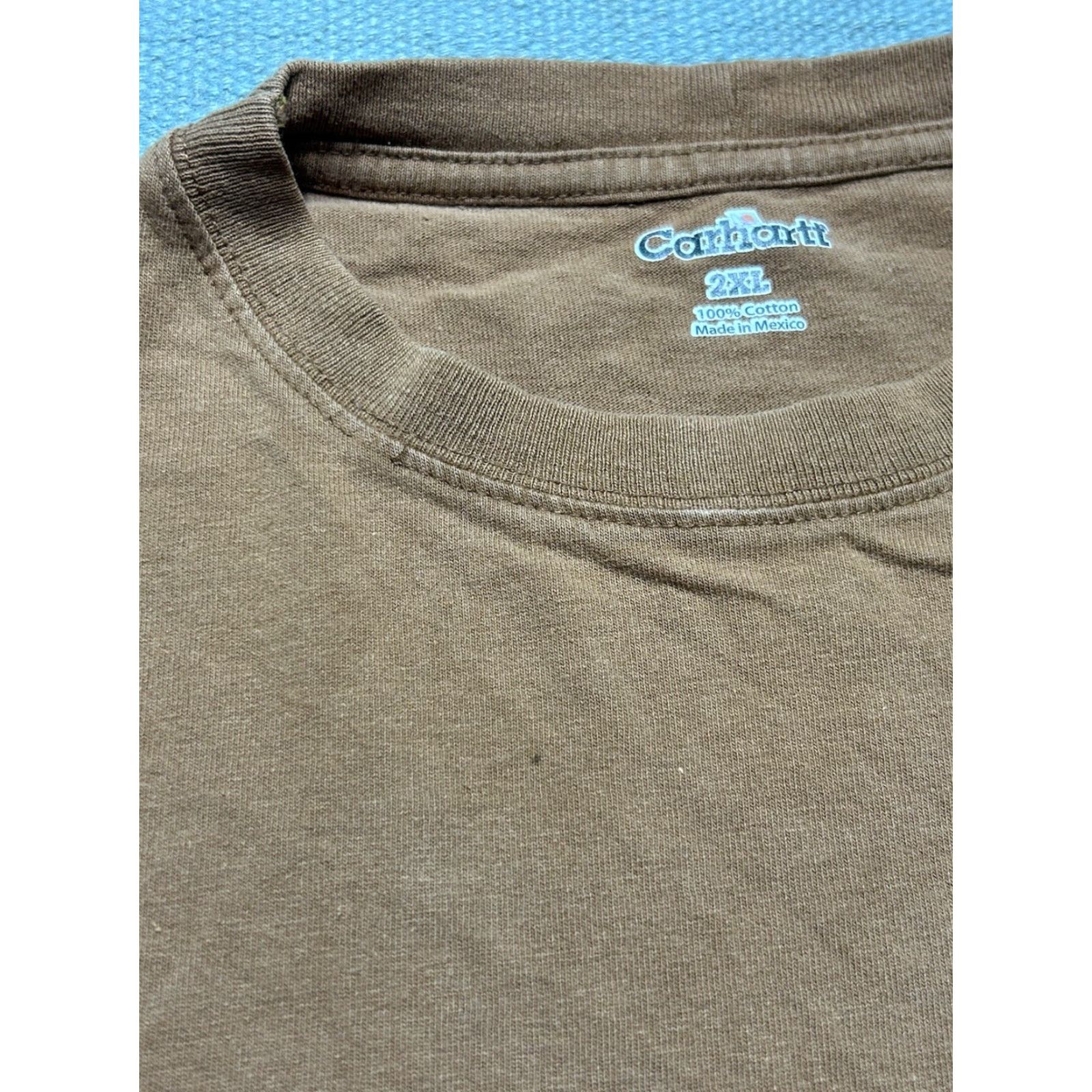 Carhartt VINTAGE Carhartt Long Sleeve Pocket T Shirt Brown Tan Distressed Repaired Boxy XL Mens Size US XL / EU 56 / 4 - 5 Thumbnail