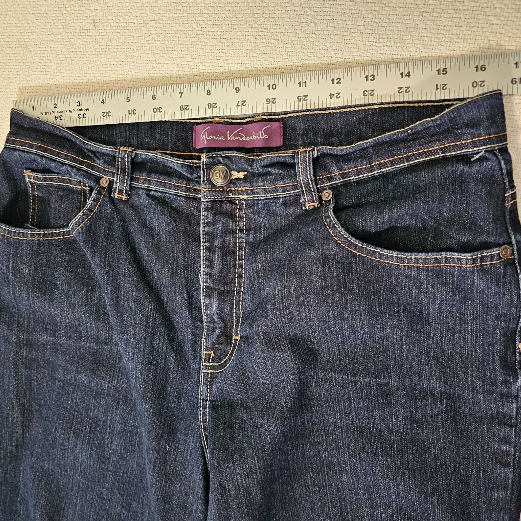 Gloria Vanderbilt VINTAGE Gloria Vanderbilt Amanda Jeans Level-Stretch Dark Wash 14 Short Womens Jeans 14 Blue Denim Size 36" / US 14 / IT 50 - 5 Thumbnail