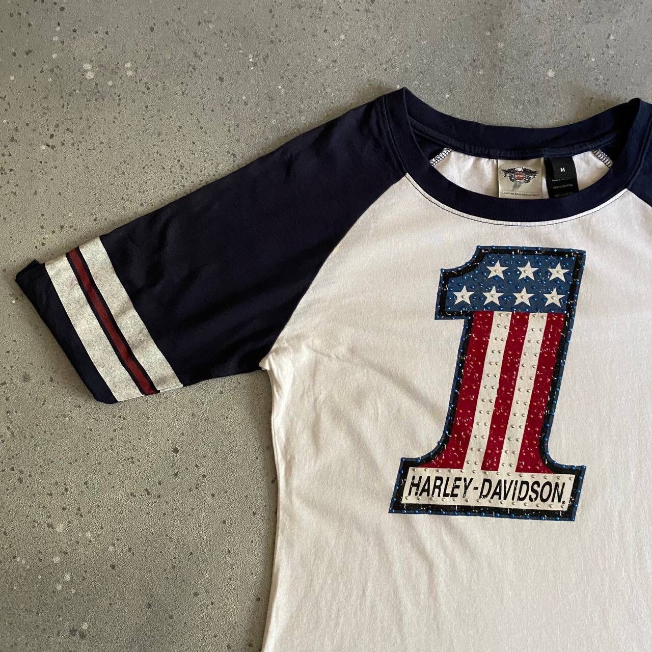Harley Davidson × Vintage Y2K Harley Davidson Rhinestones Logo Vintage Top Size M / US 6-8 / IT 42-44 - 3 Thumbnail