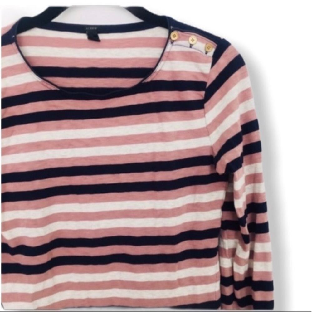 J.Crew J. Crew Striped Painter Tee Women’s Small – Pink Black White Size S / US 4 / IT 40 - 3 Thumbnail