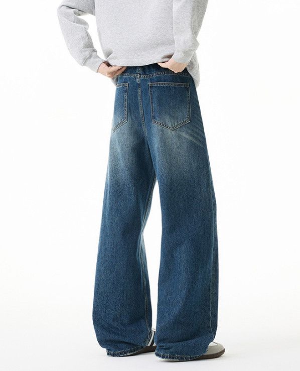 Japanese Brand Men's Retro Cleanfit Distressed Straight Leg Washed Jeans Size US 32 / EU 48 - 5 Thumbnail