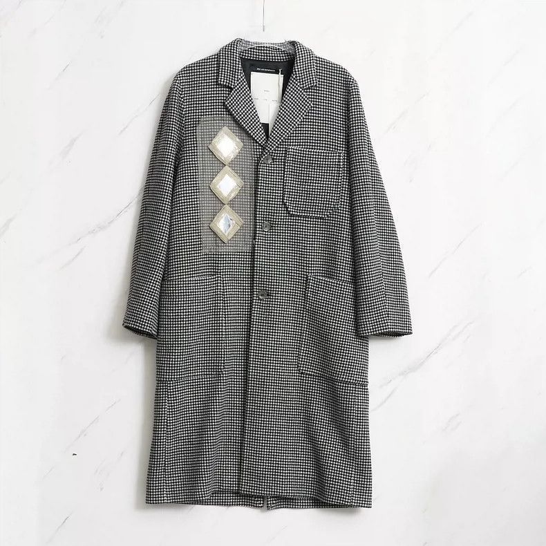 Rick Owens men's houndstooth wool blend coat Size US M / EU 48-50 / 2 - 7 Thumbnail