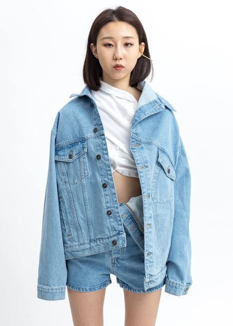 image of Yproject Blue Asymmetric Collar Denim Jacket, Women's (Size Small)