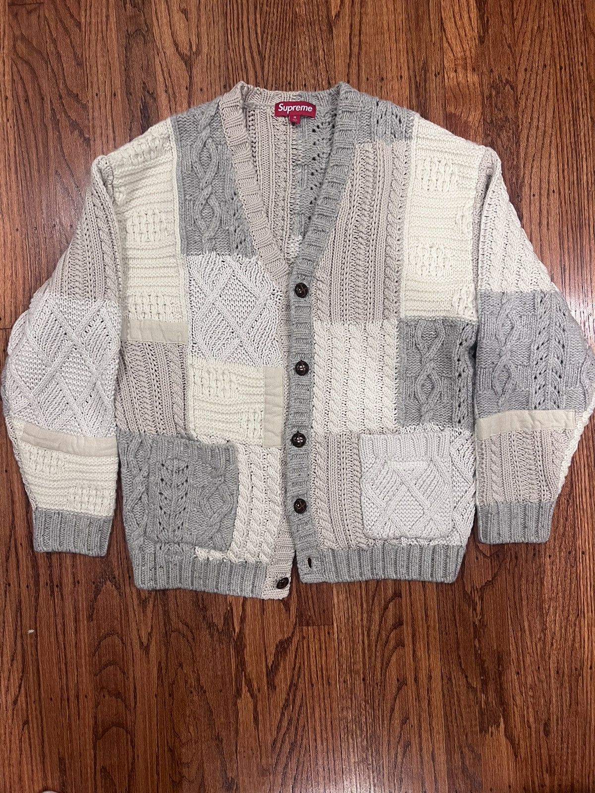 Supreme Supreme Patchwork Cable Knit Cardigan | Grailed