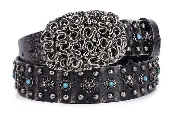 Japanese Brand × Vintage High street faded tiger rivet studded genuine leather belt Size ONE SIZE - 1 Thumbnail