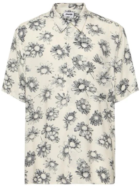 Magliano o1lsvrm0425 Matrix Print Viscose Bowling Shirt in White Size US S / EU 44-46 / 1 - 1 Thumbnail