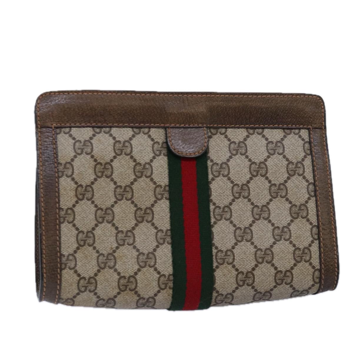Gg Canvas Beige Canvas Clutch Bag (Pre-Owned)