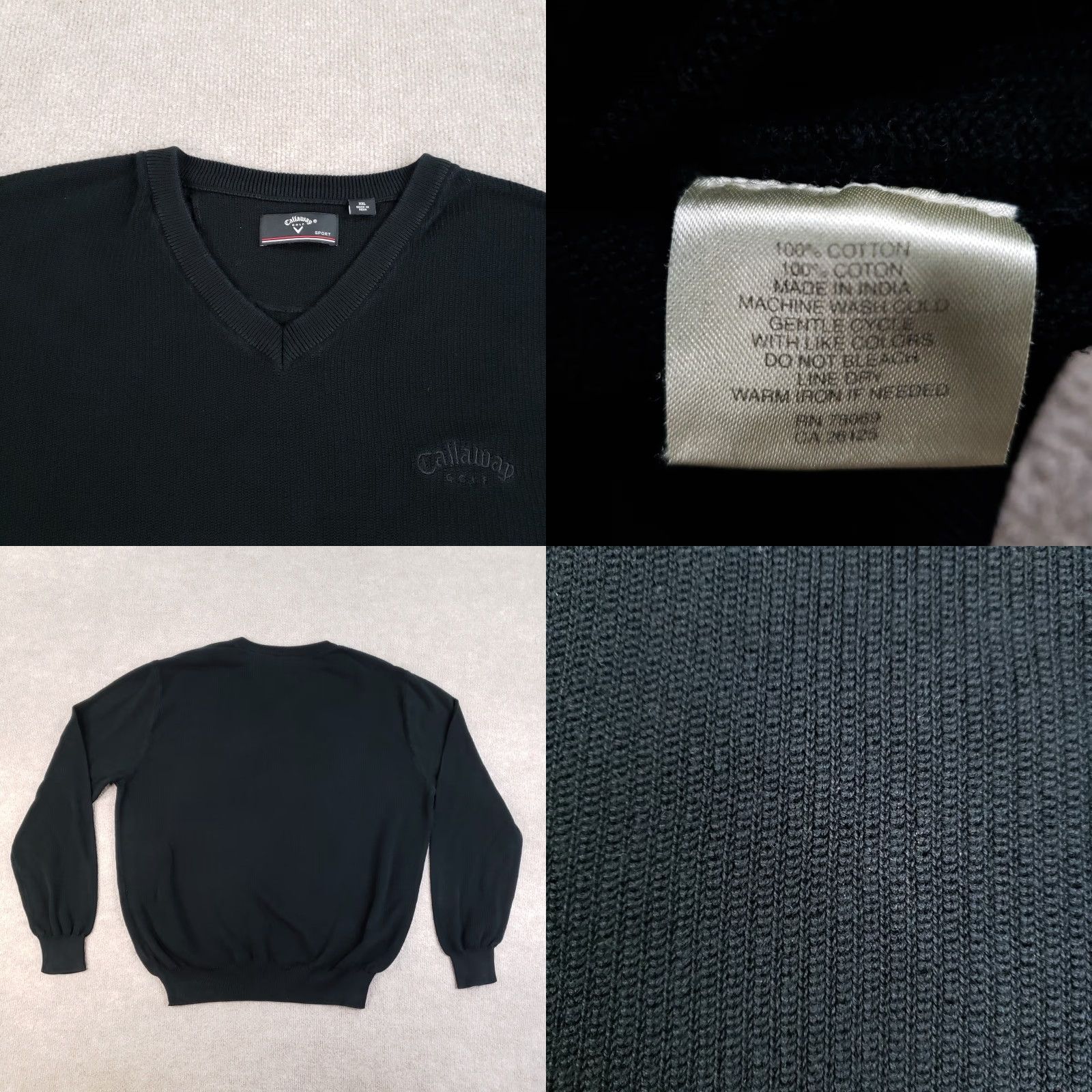 Callaway VINTAGE Callaway Golf Sweater Mens 2XL Black V-Neck Pullover Knit Cotton Sports Logo Breathable All Seasons Golf Mens Size US XXL / EU 58 / 5 - 8 Thumbnail
