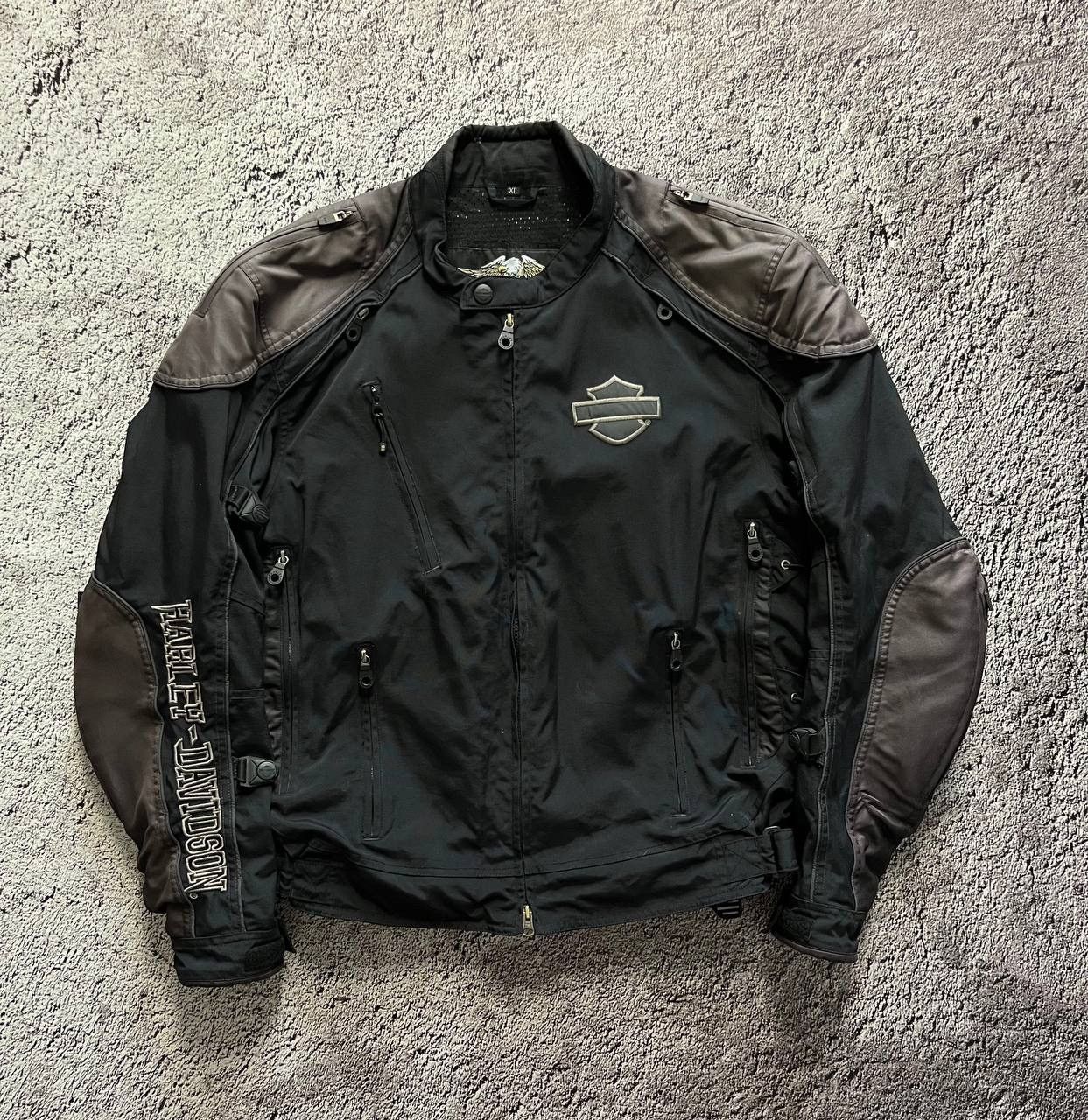 Harley Davidson × Vintage Herley Davidson Jacket Men's Black Gray Armor Reflective Size US XL / EU 56 / 4 - 1 Thumbnail