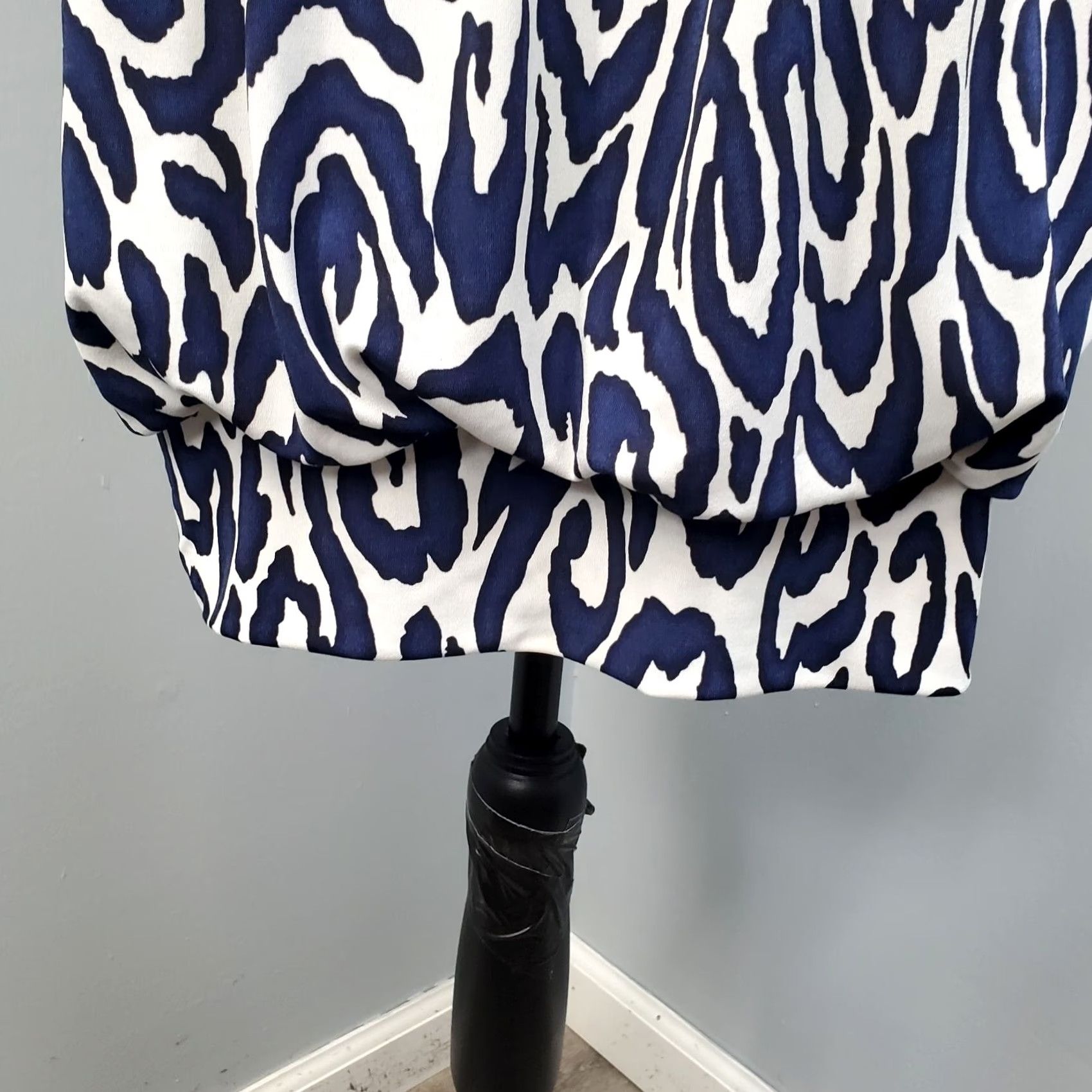 Vintage INC International Concepts Short Dress Women's L Blue White Geo Print Round Neck Dress Size 36" / US 14 / IT 50 - 4 Thumbnail