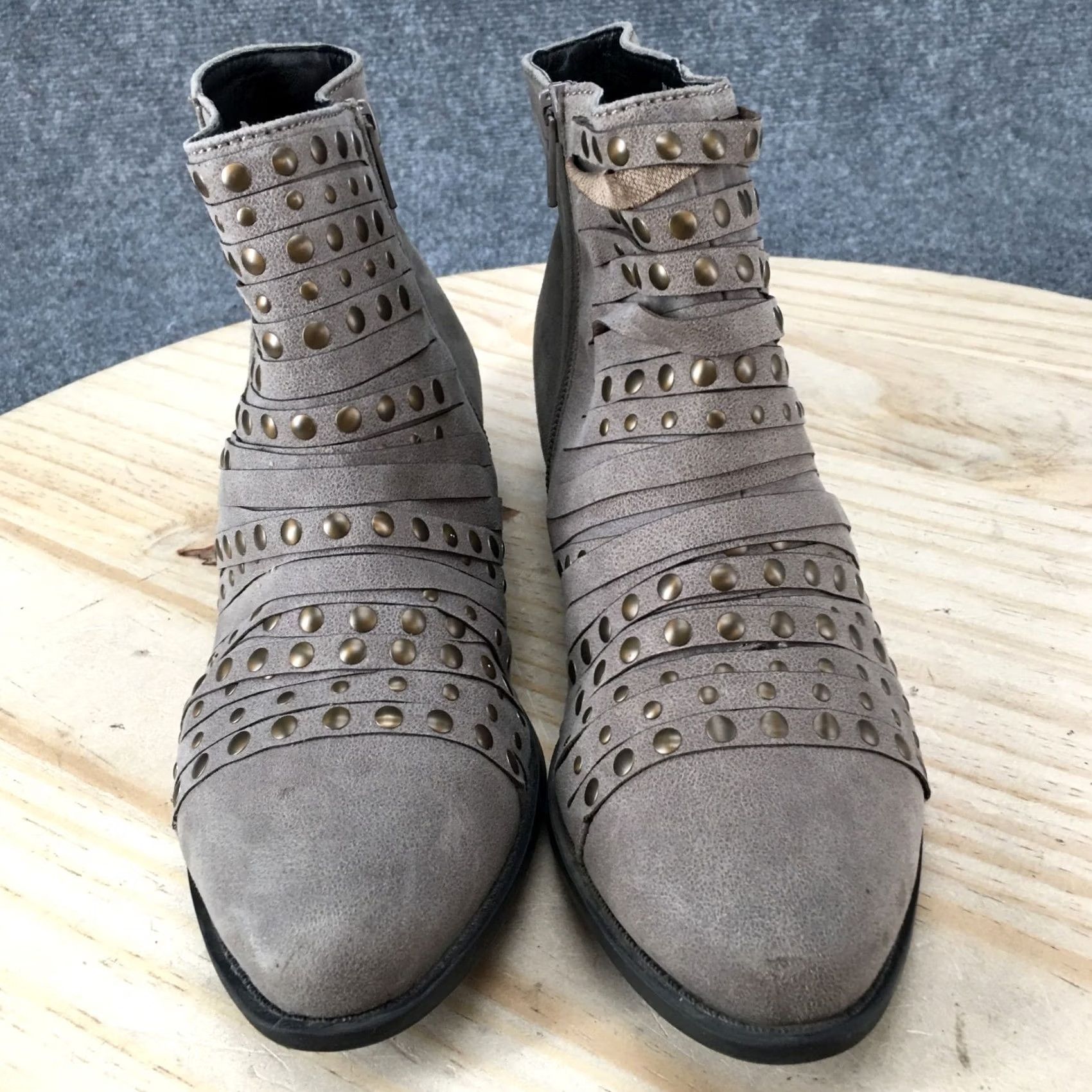 Vintage White Mountain Boots Womens 7.5M Desire Ankle Bootie Beige Side Zip Block W28192 Size US 8 / IT 38 - 5 Thumbnail