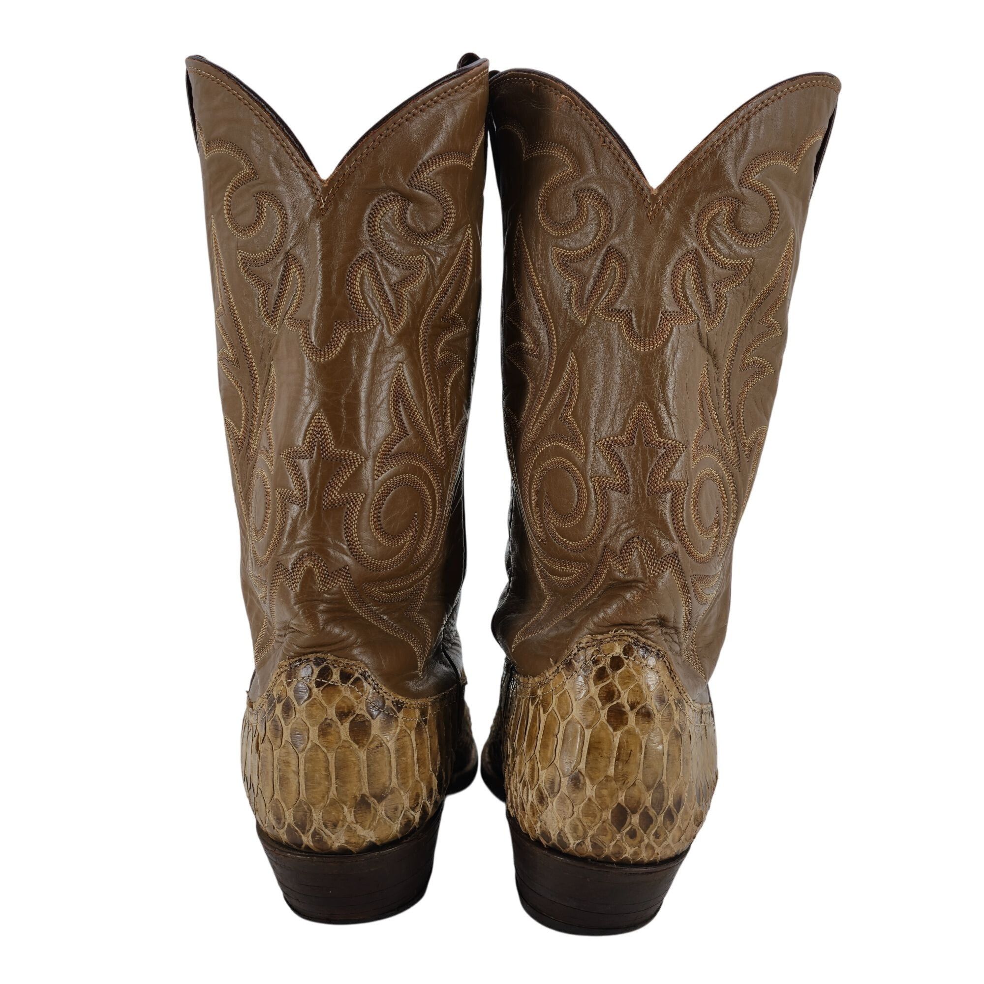 Justin Vintage Exotic Python Snakeskin Justin Mens 11D Brown Cowboy Size US 11 / EU 44 - 5 Thumbnail