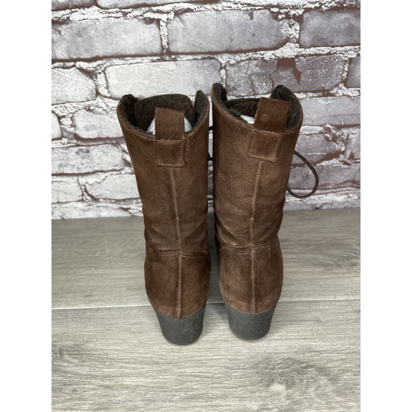 Aquatalia Aquatalia Marvin K Brown Suede Lace Up Block Heel Combat Boo Size US 6 / IT 36 - 4 Thumbnail
