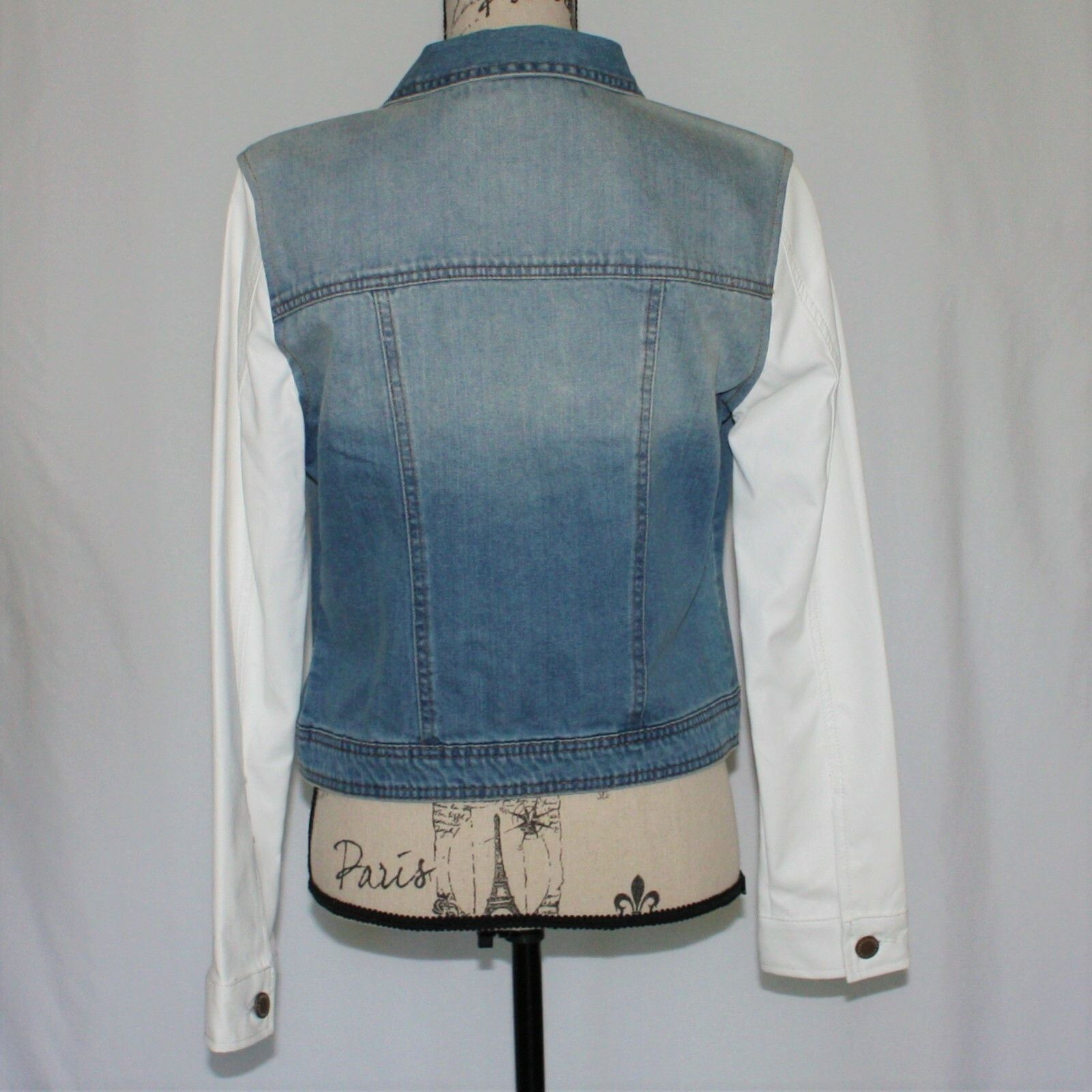 Other Romeo & Juliet Couture Faux Leather Sleeve Denim Jean Jacket Size M / US 6-8 / IT 42-44 - 11 Thumbnail