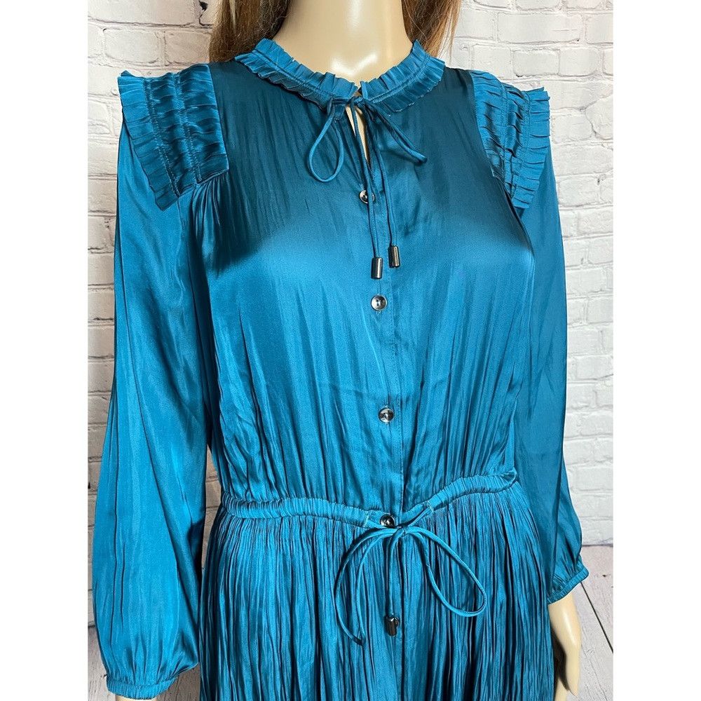 Chicos NWT New $149 Chico's Crinkle Pleat Midi Teal Dress Size 2 U Size L / US 10 / IT 46 - 5 Thumbnail