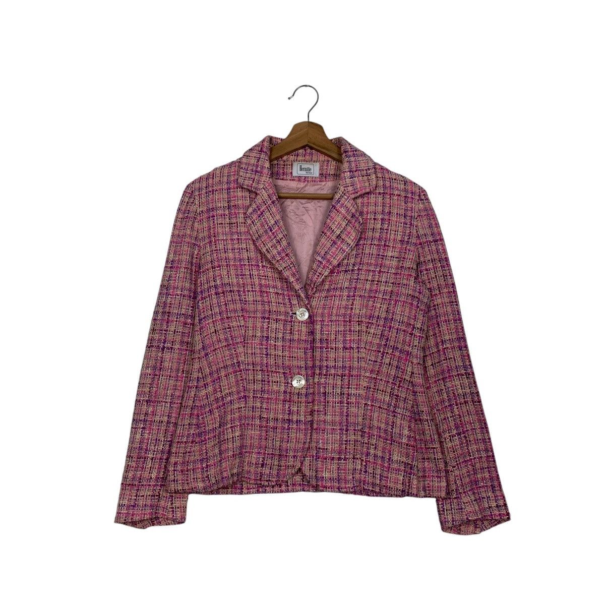 Vintage HERMILLE BOUTIQUE Pink Tweed Jacket #2747-C124 Size S / US 4 / IT 40 - 1 Thumbnail