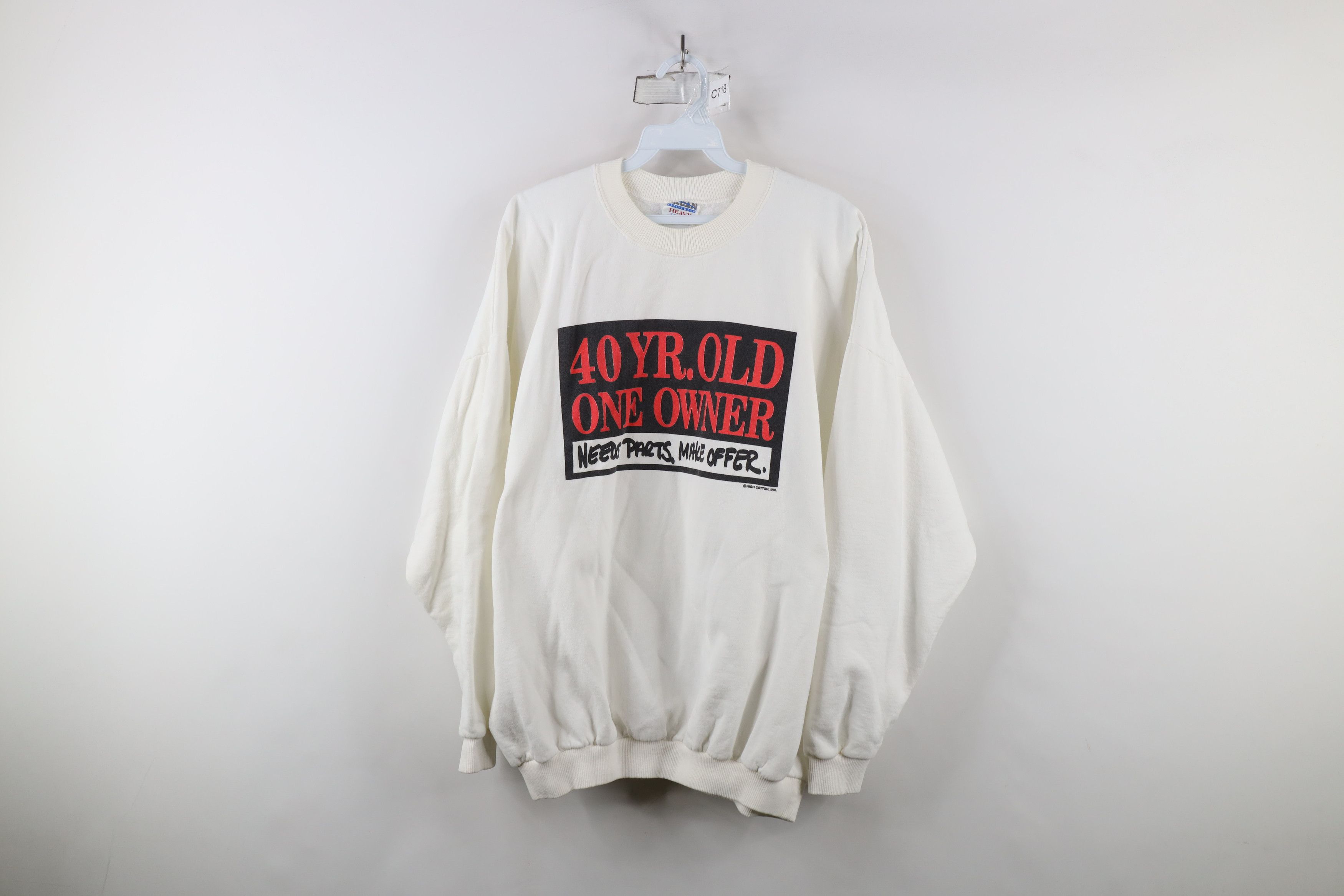 Vintage Vintage 90s Year Old One Owner Needs Parts Sweatshirt White Size US XXL / EU 58 / 5 - 1 Thumbnail