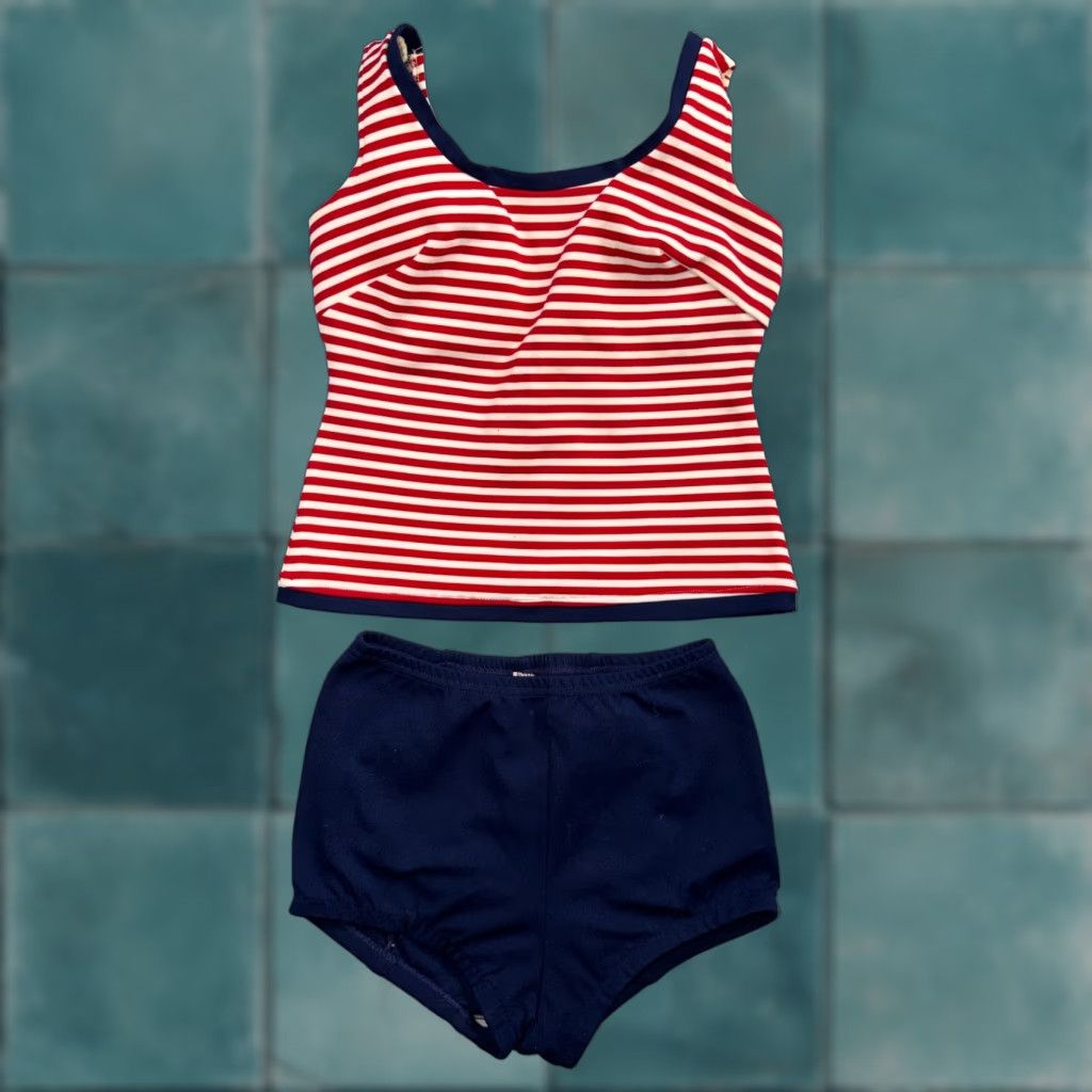 Vintage VINTAGE Carol 2 Piece Swimsuit Bikini Built In Bra 1960s 70s One Piece Bathing Suit Navy Blue S Womens Size S / US 4 / IT 40 - 1 Thumbnail