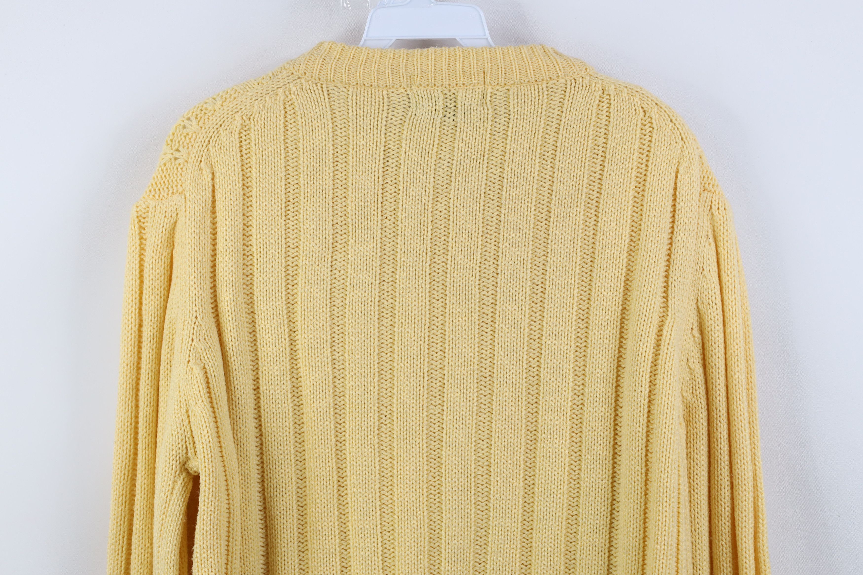 Vintage Vintage 70s Streetwear Cable Knit Fisherman Sweater Yellow Size L / US 10 / IT 46 - 8 Thumbnail