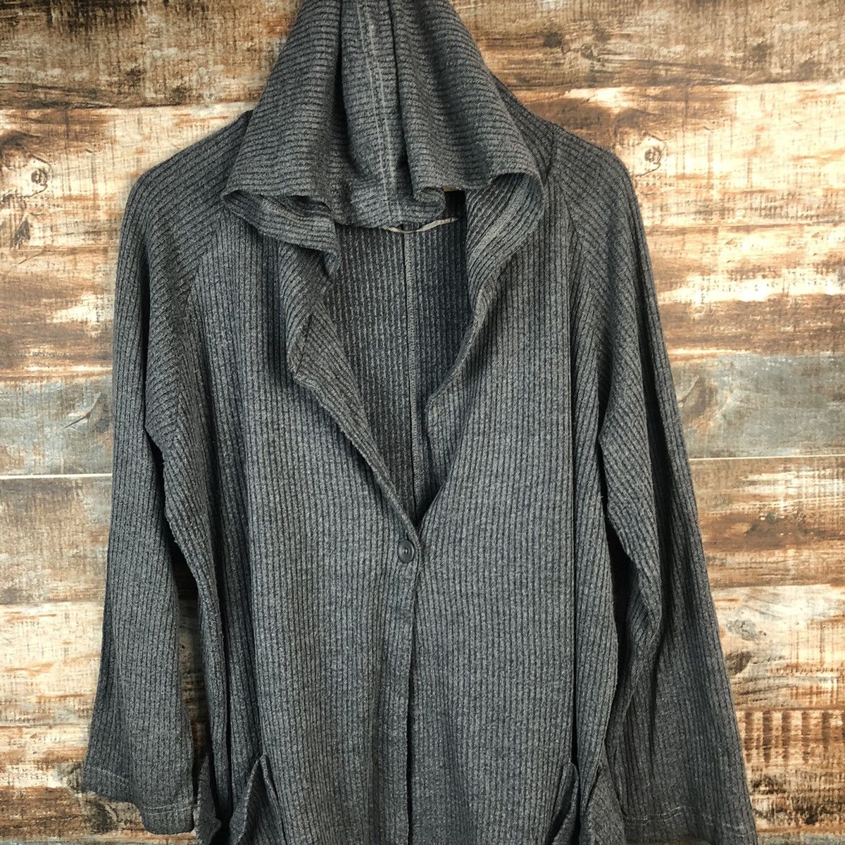 GU × Homespun Knitwear GU Grey Cardigan Hoodie Knitwear #A1861 Size M / US 6-8 / IT 42-44 - 5 Thumbnail