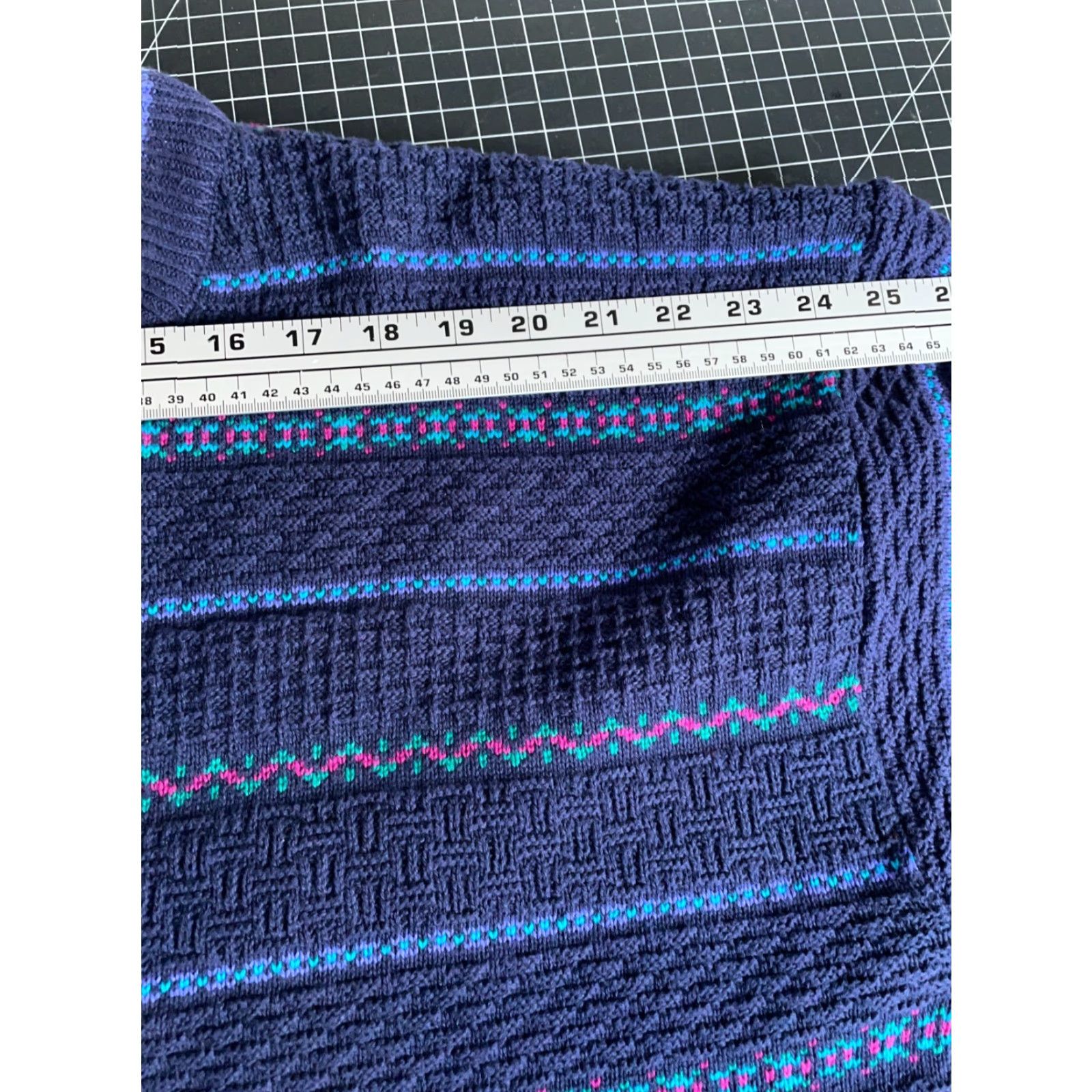 Vintage VINTAGE Isle of Cotton Men's XL Blue Striped Chunky-Knit Crewneck Sweater Size US XL / EU 56 / 4 - 7 Thumbnail