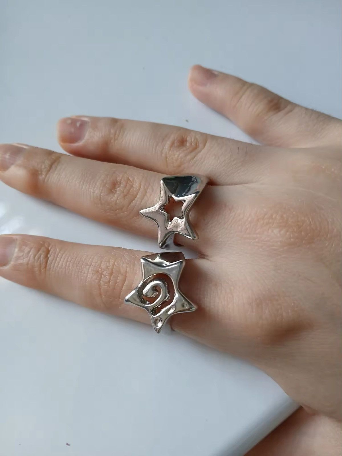 Other 2Pcs Design Three Dimensional Star Open Ring Size ONE SIZE - 1 Thumbnail
