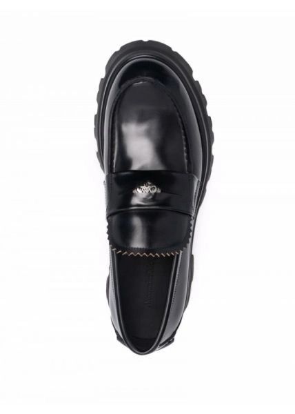 Alexander McQueen o1w1db10725 Seal Logo Loafer in Black Size US 8 / EU 41 - 3 Thumbnail