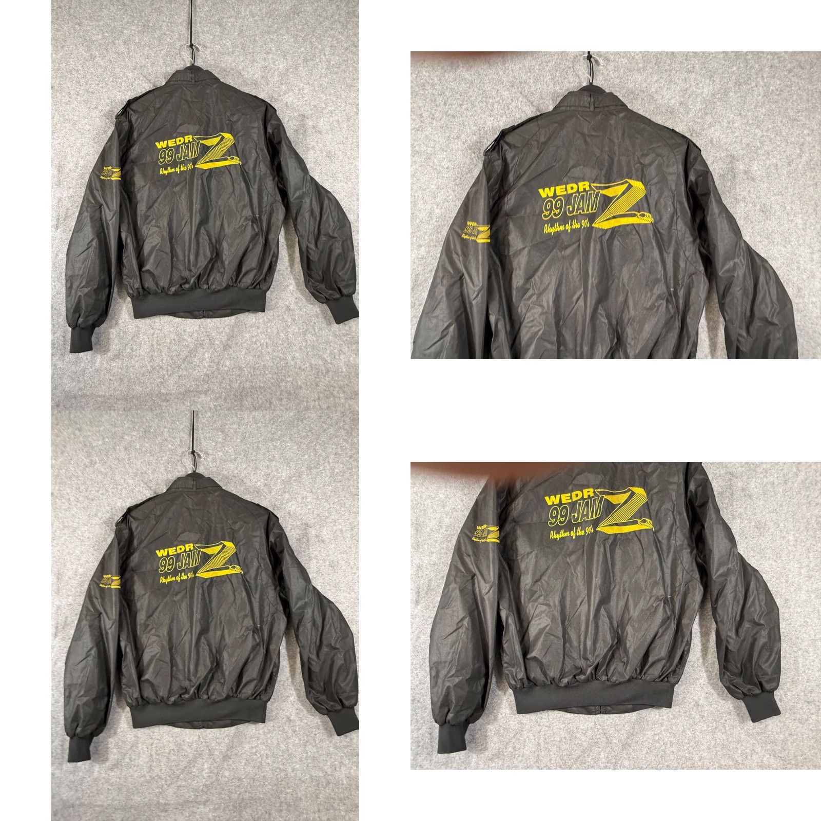Members Only VINTAGE Members Only Bomber Jacket Mens 40 Black Austin Radio Station Logo Full Zip Lined Stand Up Neck VTG Size US XXS / EU 40 - 8 Thumbnail