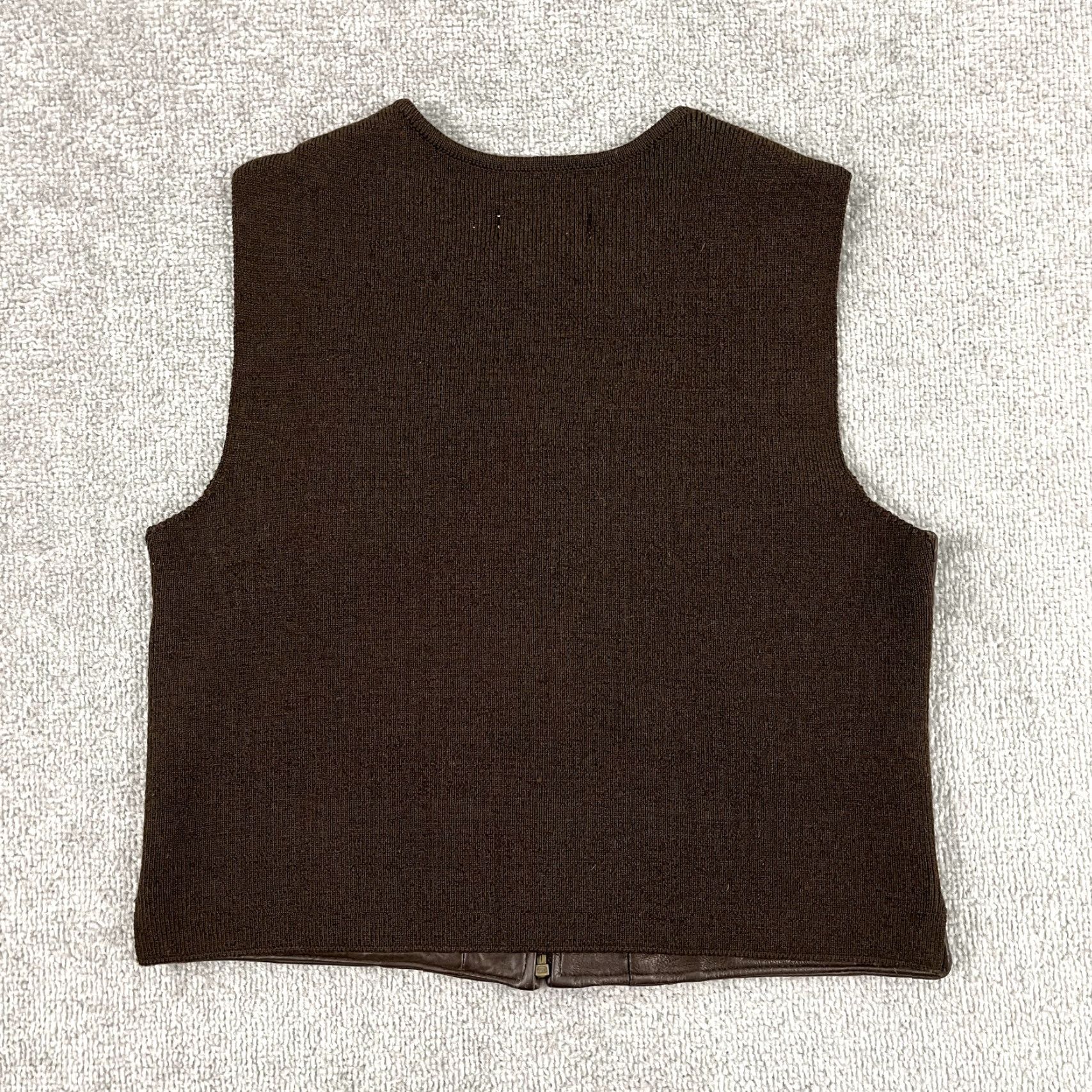 Lord & Taylor LORD & TAYLOR Vest Womens Size 10 S/M Cropped Brown Leather Wool Blend Full Zip Shirt Womens Vest Brown Leather Wool Blend Full Zip Size L / US 10 / IT 46 - 6 Thumbnail