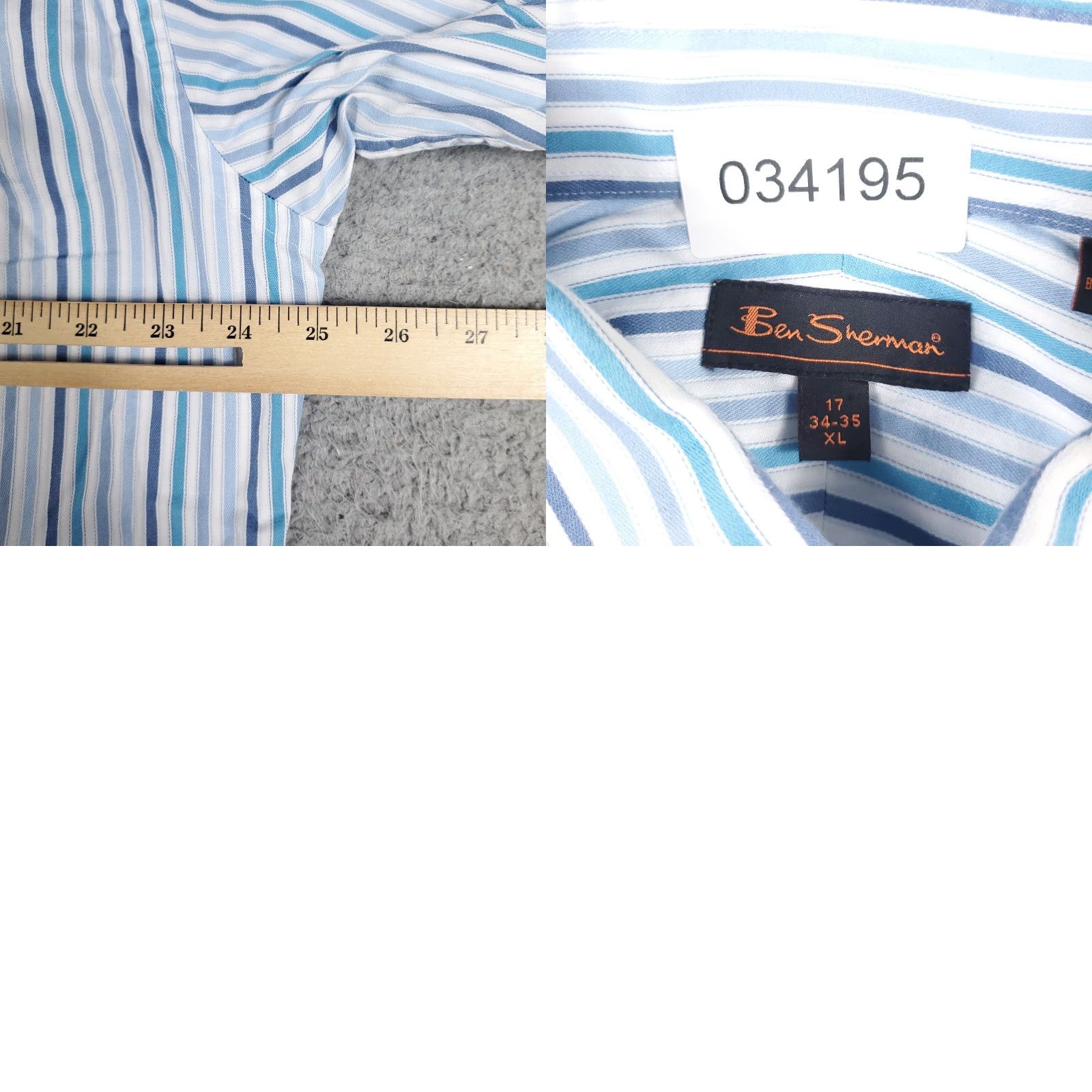 Ben Sherman Ben Sherman Blue Striped Button-Up Shirt Mens XL Long Sleeve Casual Size US XL / EU 56 / 4 - 8 Thumbnail