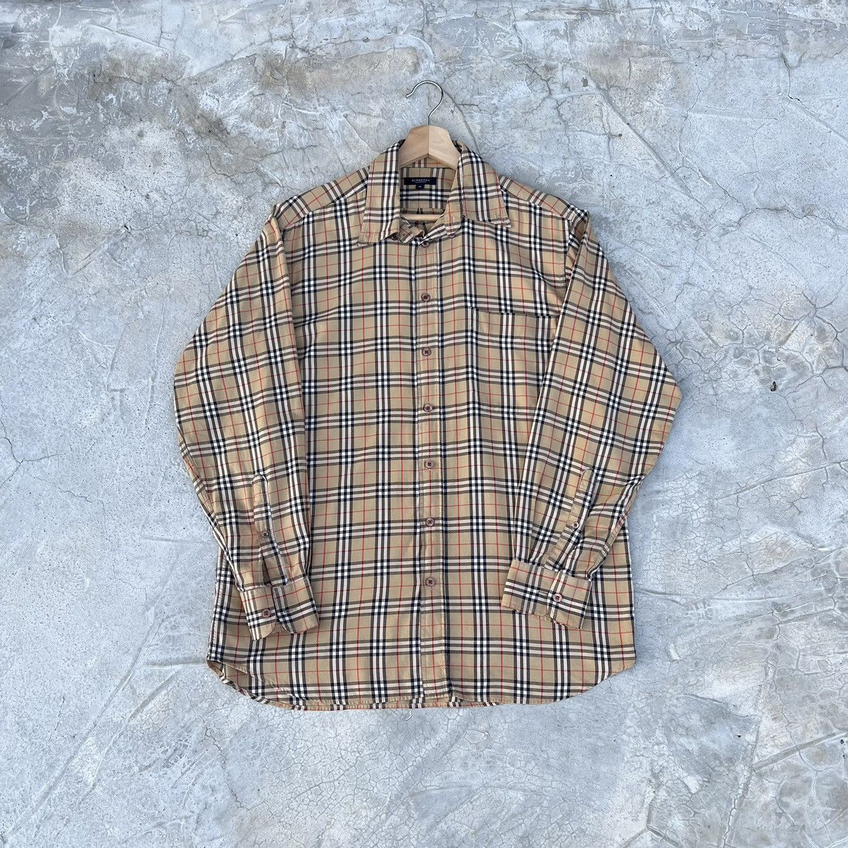 【Burberrys】1990s Nova Checked L/S Shirt 90s Burberry Nova Check Pattern long sleeve button up shirt