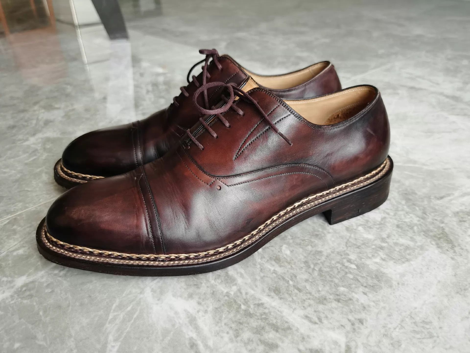 Other WM1978 Handmade Cognac Oxford Dress Shoes 42 360 Stitch Size US 9 / EU 42 - 4 Thumbnail