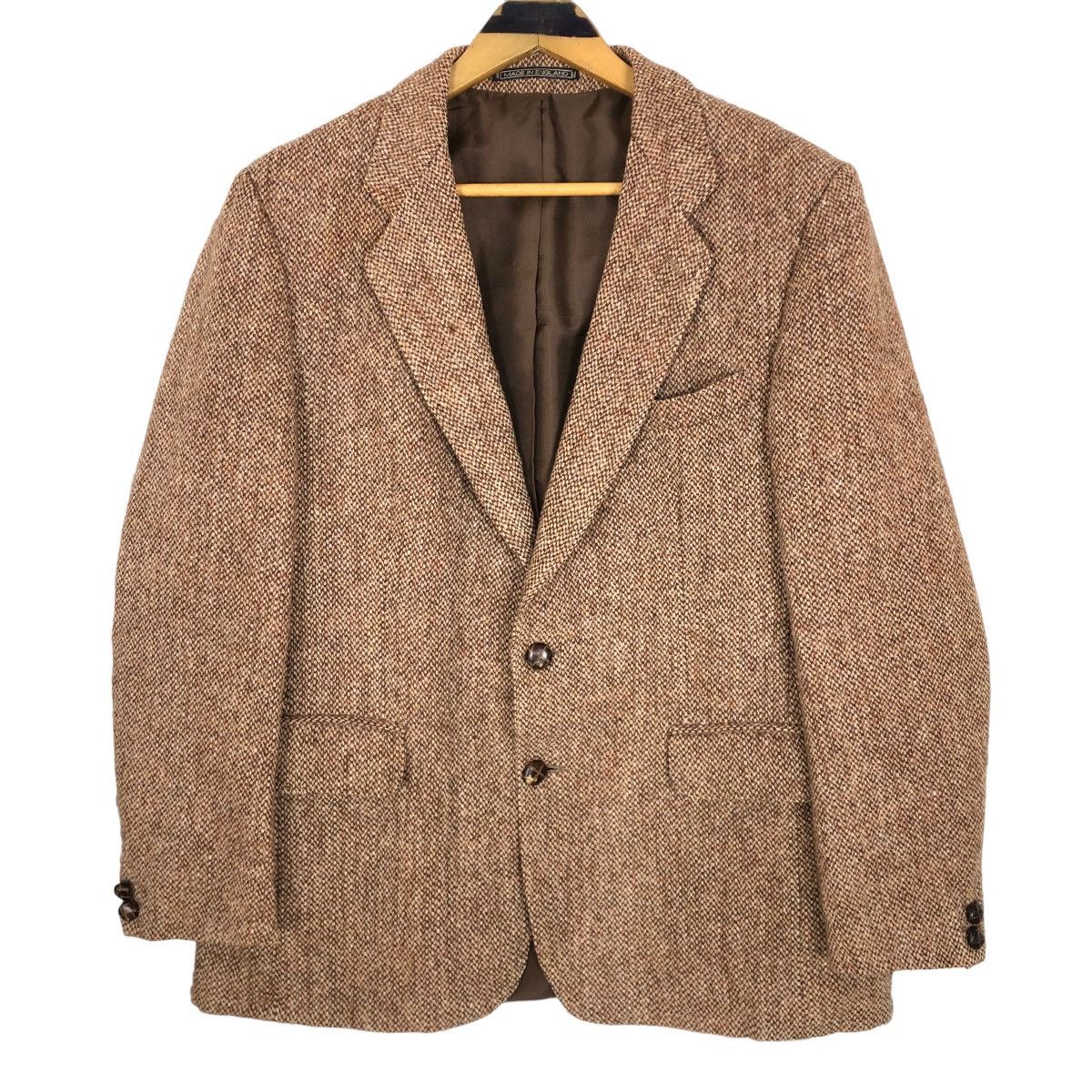 Image of Vintage 80's Harris Tweed X Charles Barker Tweed Coat in Brown, Men's (Size Small)