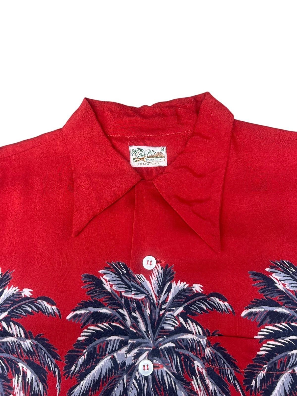 Aloha McCoy Sportswear Palm Trees 100% Rayon Hawaiian Shirt