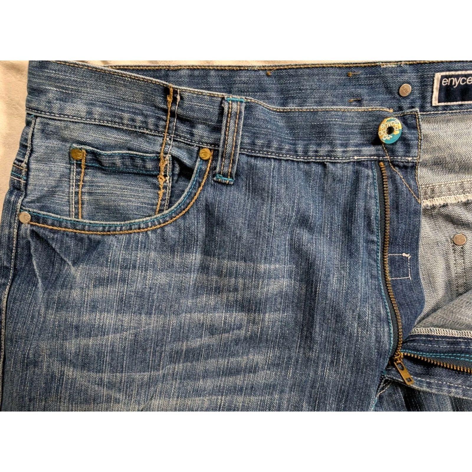 Enyce VTG Enyce Jeans Mens 42x34 Blue Baggy Embroidered Wide Leg Hip Hop Skater Y2K Jeans Mens 42 Blue Embroidered Baggy Wide Leg Hip Hop 90s Retro Mens Size US 42 / EU 58 - 5 Thumbnail
