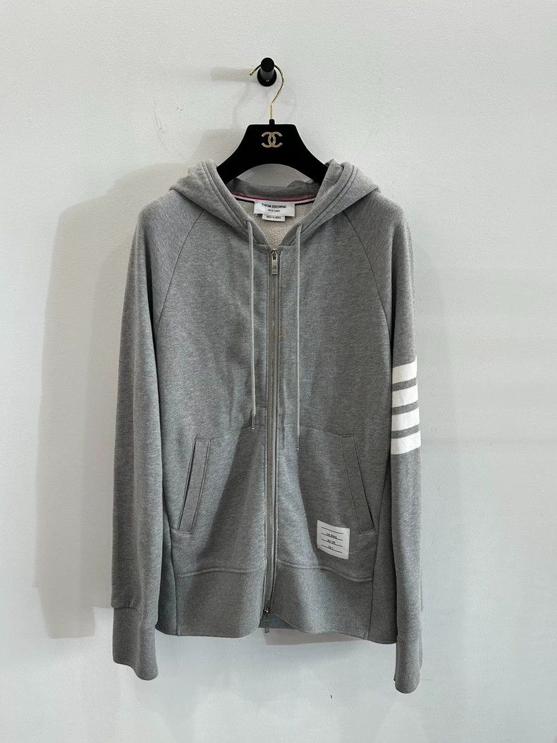 Thom Browne Thom browne Gray four-striped zipper jacket and hoodie 2503 Size US XL / EU 56 / 4 - 1 Thumbnail