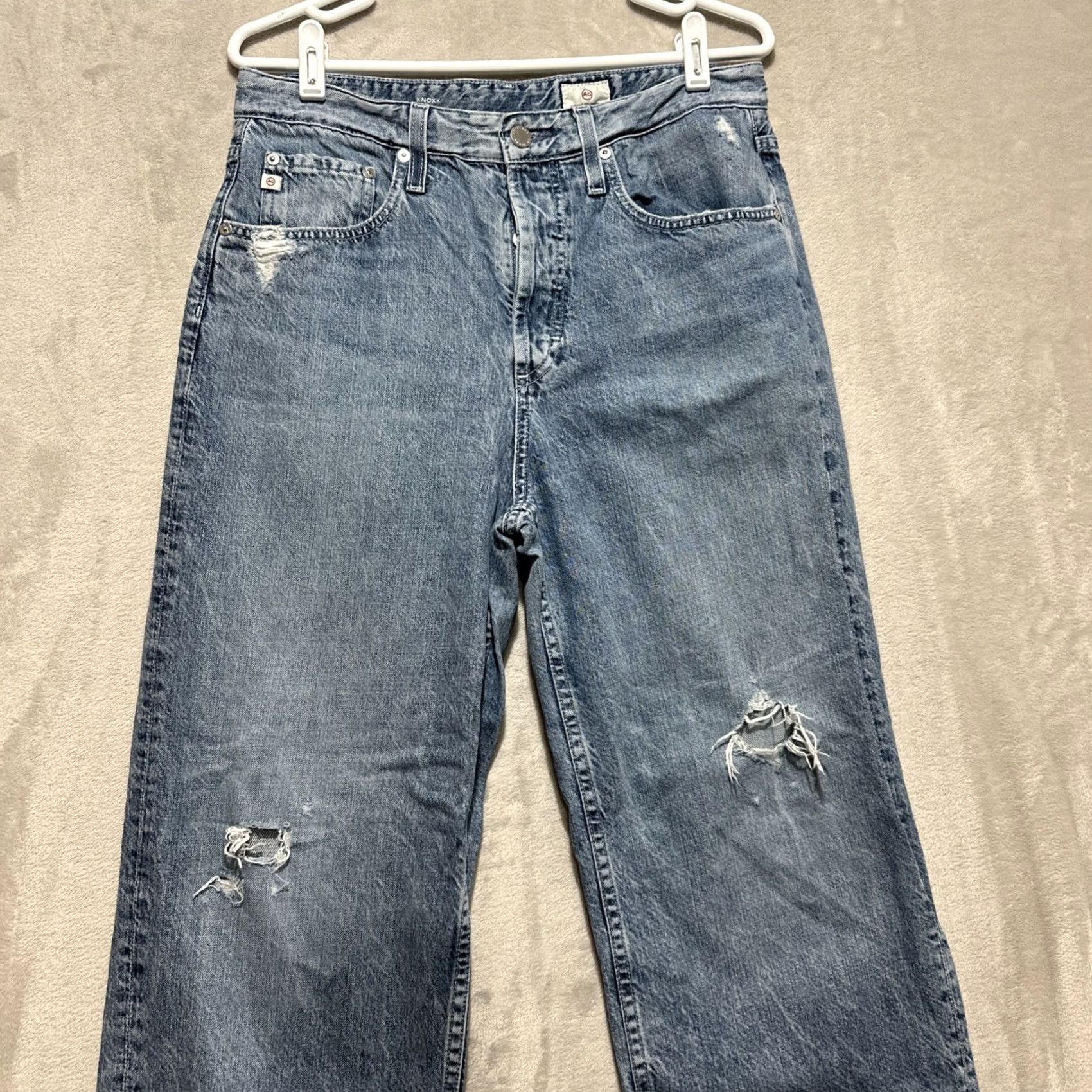 Vintage Adriano Goldschmied AG Knoxx High Rise Baggy Relaxed Boyfriend Jeans 29R Distressed Blue Womens Jeans 5-Pocket Denim Size 29" - 6 Thumbnail