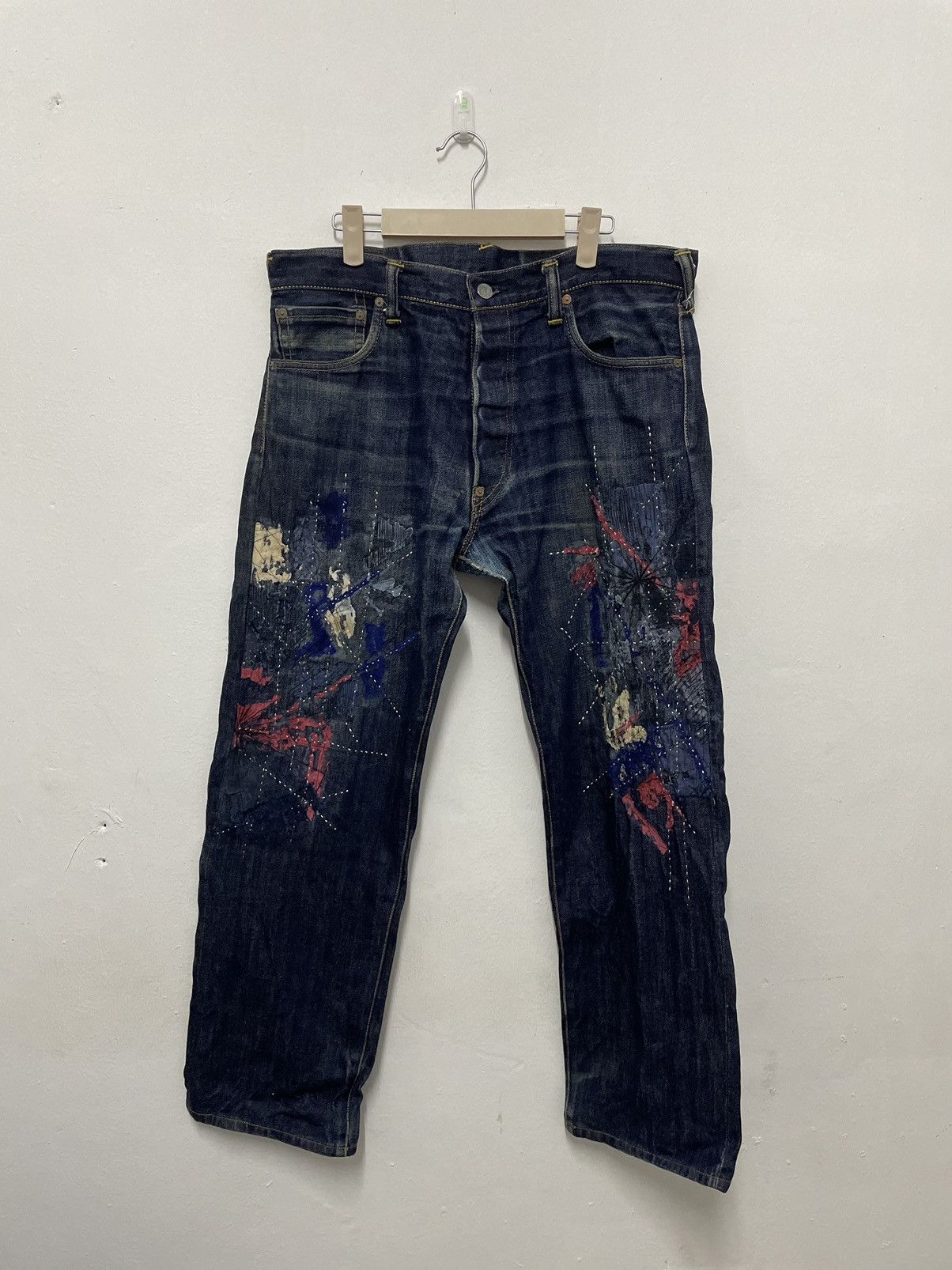 image of 1998 Evisu Selvedge Sashiko Boro, Kapital Design in Blue, Men's (Size 34)