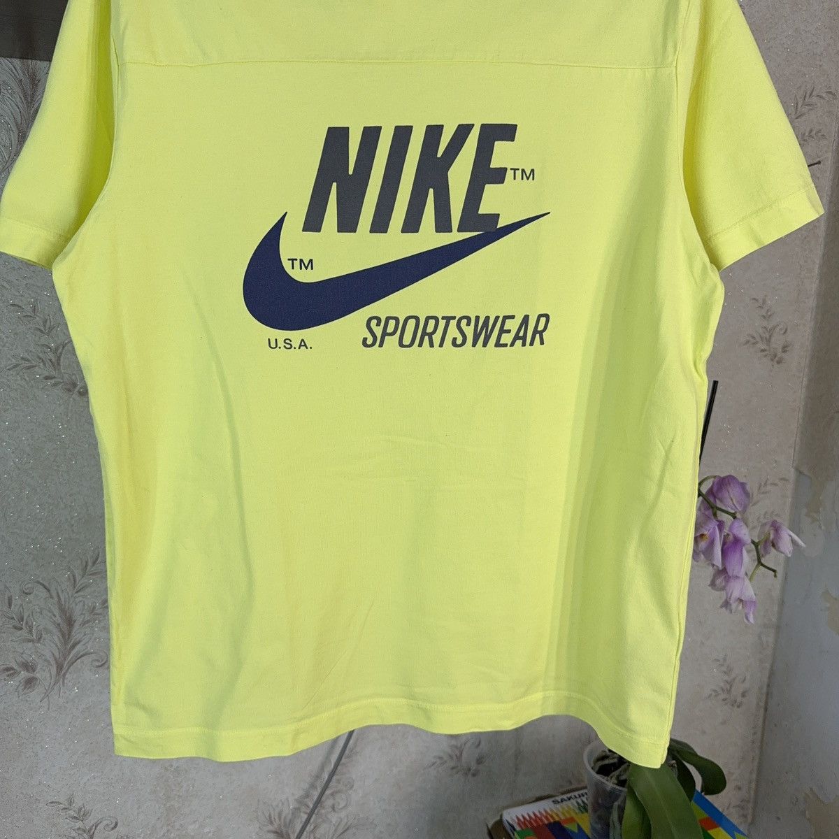 Nike × Vintage Vintage Nike T shirt Sportswear Acid Yellow Streetwear Sz L Size US L / EU 52-54 / 3 - 8 Thumbnail