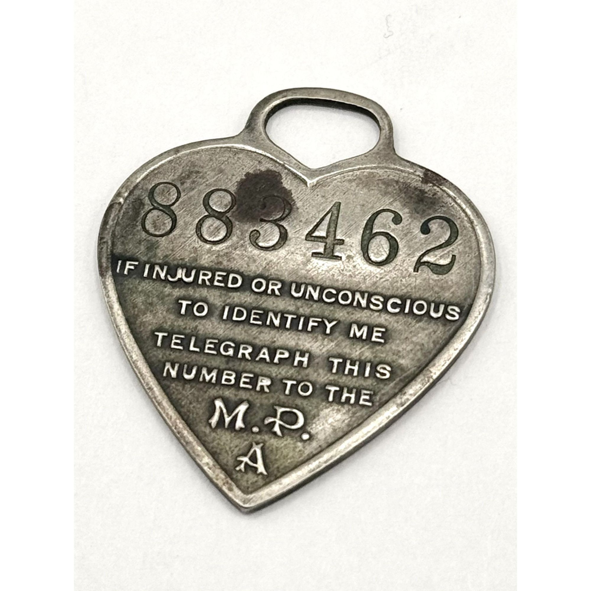 Vintage Antique Massachusetts Protective Insurance ID Key Tag Heart Size ONE SIZE - 2 Thumbnail