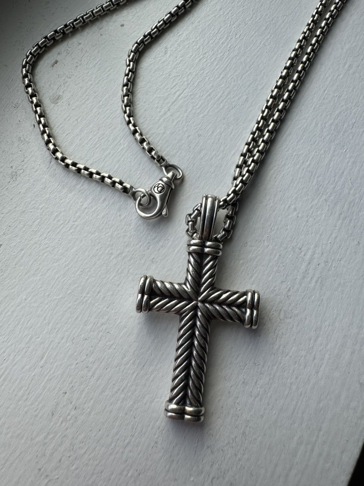 David Yurman David Yurman Box Chain Necklace and Chevron Cross Pendant Size ONE SIZE - 4 Thumbnail