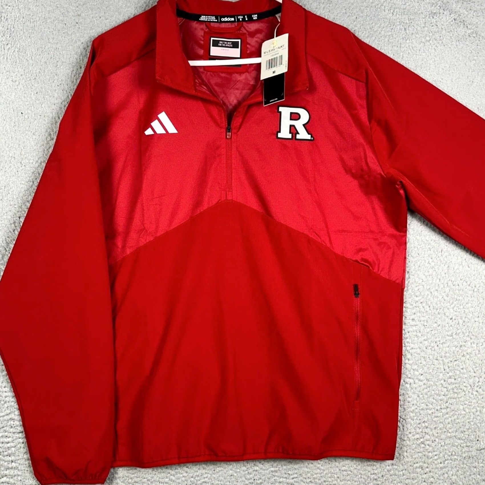 Adidas Rutgers Adidas Jacket Mens M Red Windbreaker Quarter Zip Pullover Size US M / EU 48-50 / 2 - 2 Thumbnail